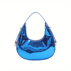 Crocodile Pattern Crescent Bag Underarm Purse