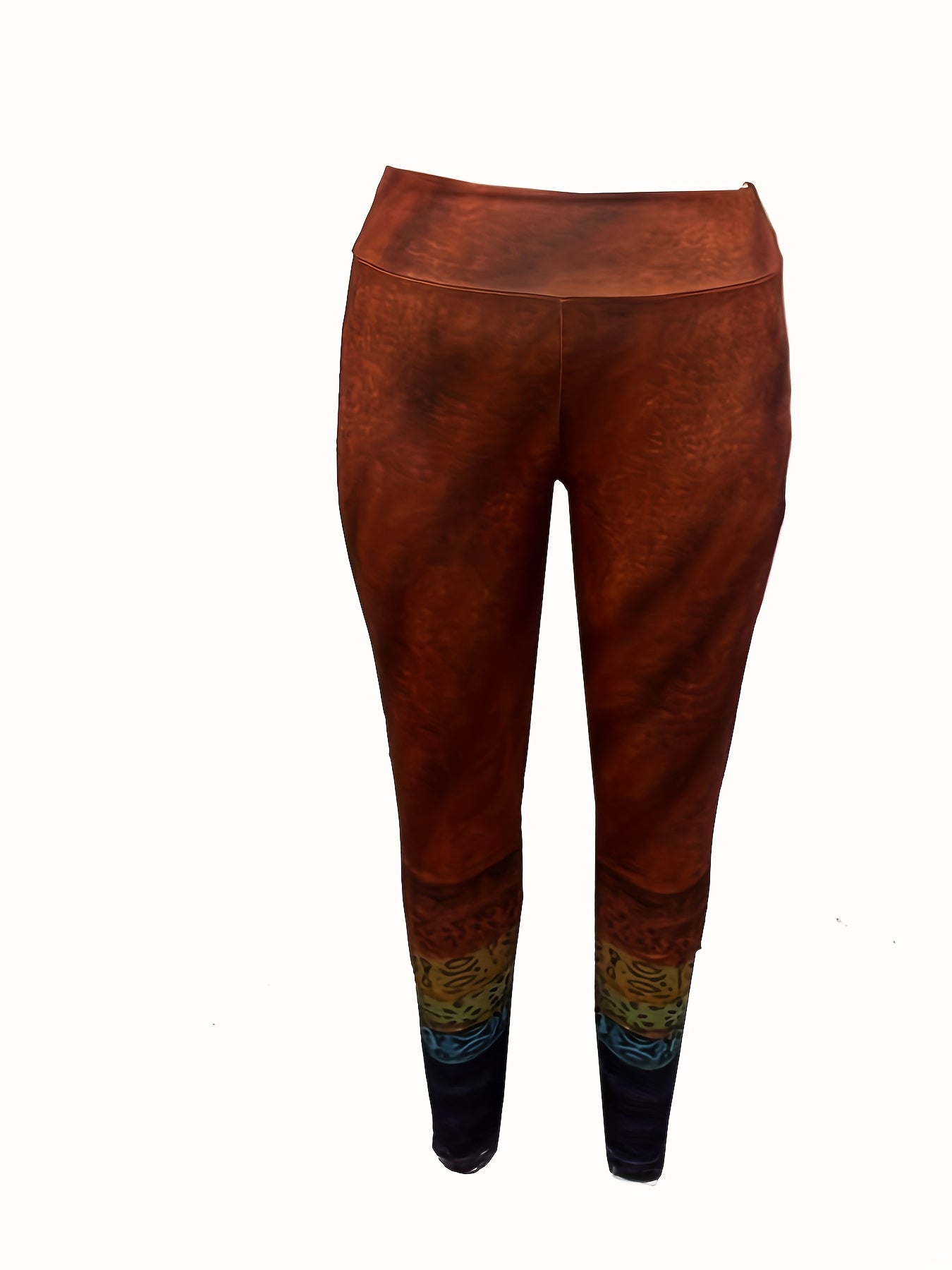  Geometric Print Ombre High Rise Skinny Trousers