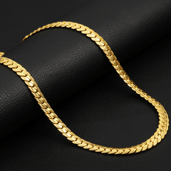 Classic Men's Whip Necklace 5mm Wide Golden Plated Silver for Birthday Party