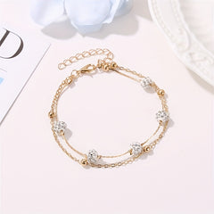 Men's Faux Diamond Crystal Anklet Double Layer For Unisex