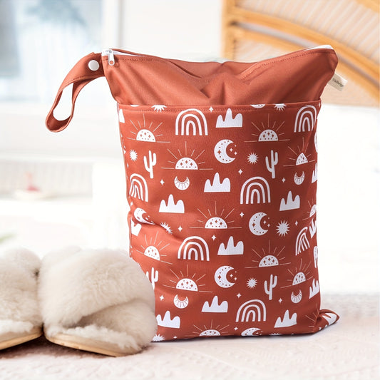 Waterproof Cloth Diaper Wet Dry Bag with Two Zippered Pockets