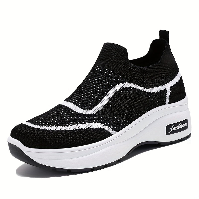 Women's Knitted Sock Shoes Breathable Slip On Low Top Chunky Sneakers