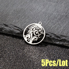 5PCS Stainless Steel Tree Pendant for DIY Accessories