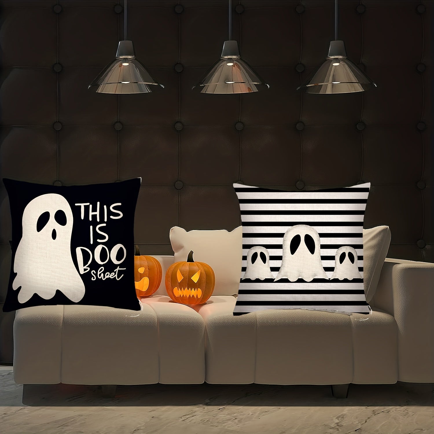 Halloween Cotton Linen Square Throw Pillow Case Decorative Cushion Cover
