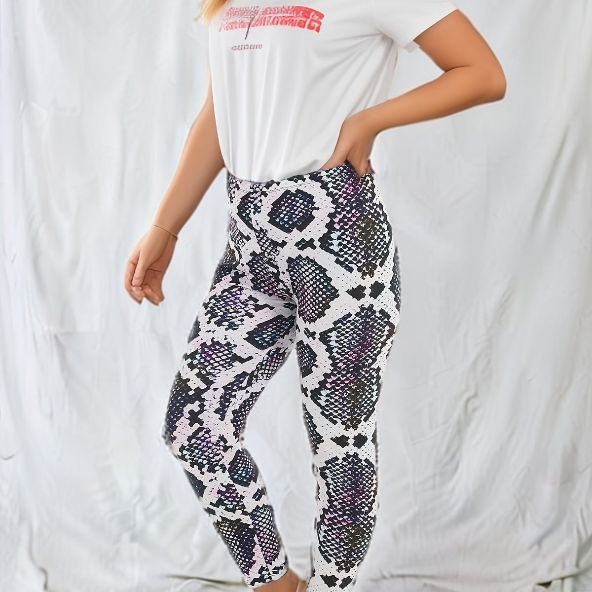  Snake Skin Print High Stretch Fitness Leggings