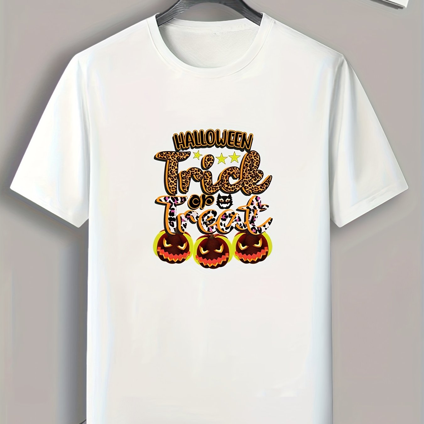 Halloween Letter Pattern Print Men's Comfy T-shirt Graphic Tee