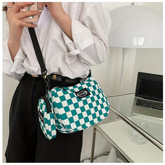 Canvas Checkerboard Shoulder Bag Messenger Bag