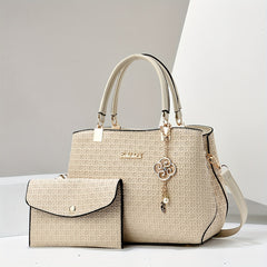 2 Piece Plus Size Women's Handbag Set - PU Leather Shoulder Bag with Wallet