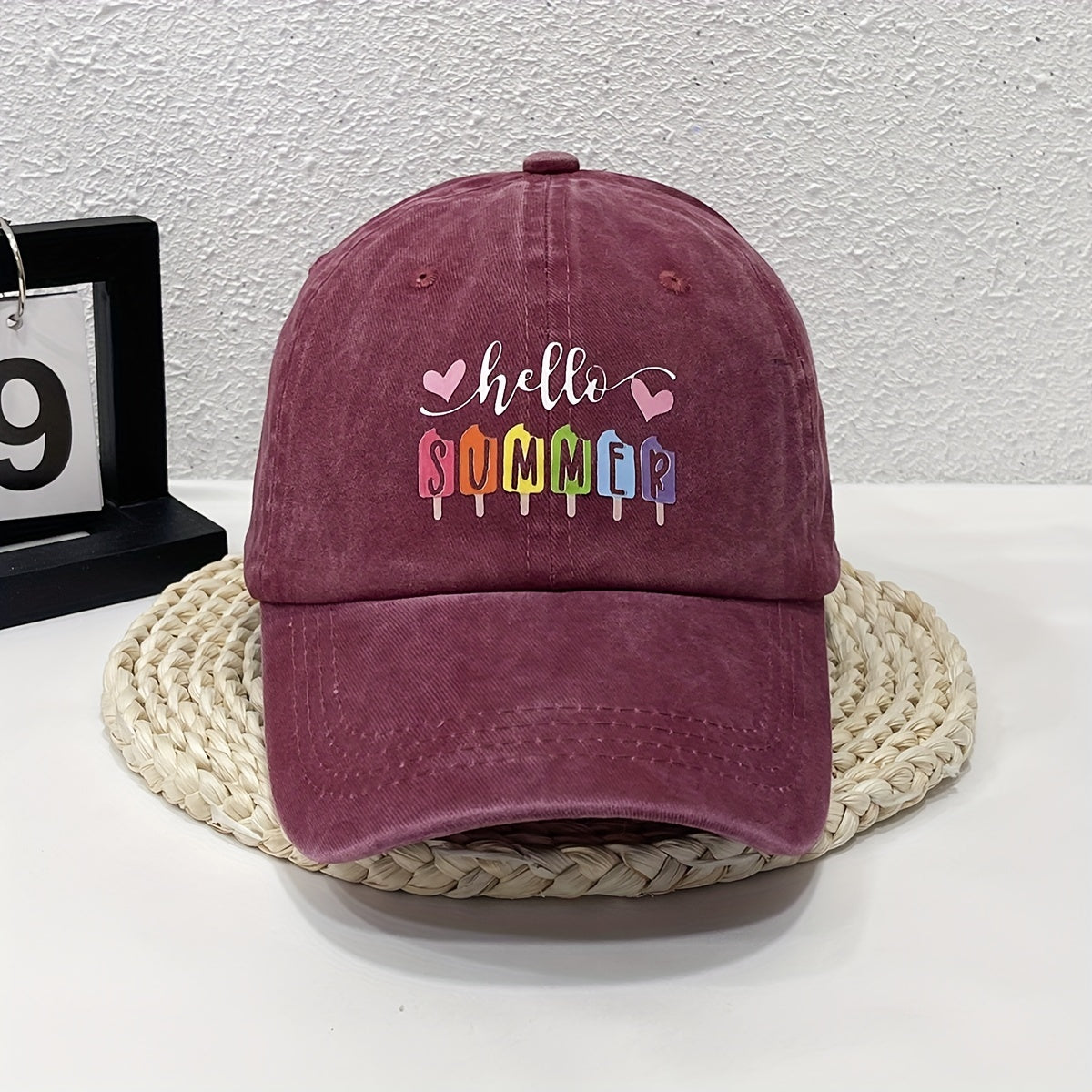 Summer Print Baseball Cap Washed Distressed Cotton Dad Hat