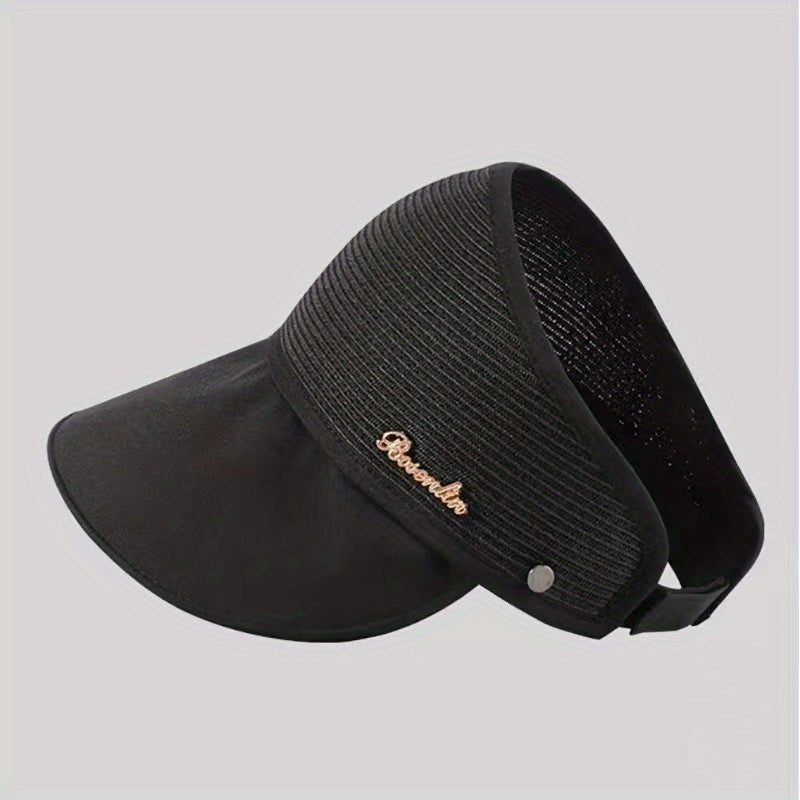 Backless Ponytail Visor Hat Wide Brim UV Protection Sun Hat