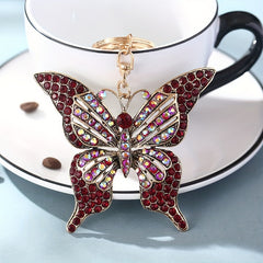 Rhinestone Butterfly Keychain Metal Key Ring Purse Bag Charm Gift For Mom