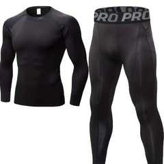 Men's Quick Dry Athletic Tracksuit Long Sleeve Jersey Stretch Leggings