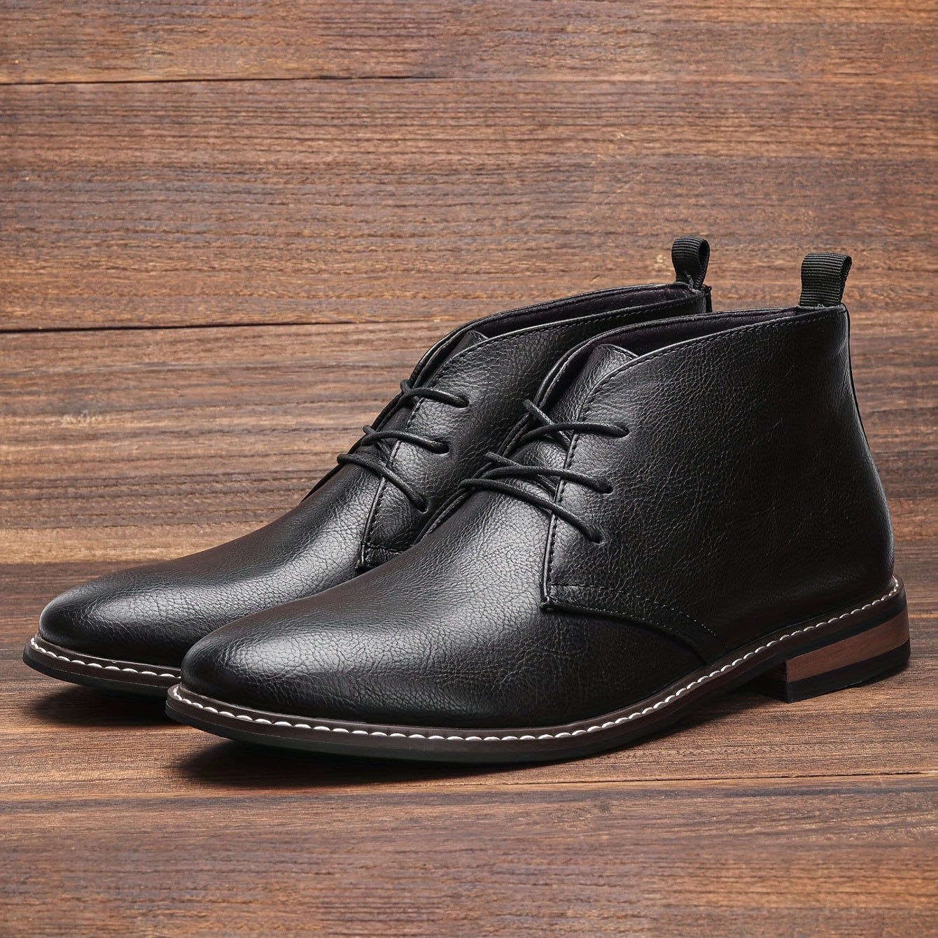 Men's Round Toe Lace Up Chukka Boots High Top Ankle Dress Boots