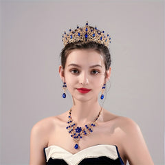 Alloy Crystal Headband Necklace Earrings Set