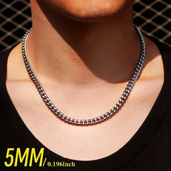 Titanium Steel Men's Necklace Stainless Steel Cuban Chain