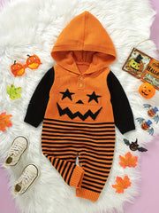 Baby Halloween Jacquard Knit Hooded Jumpsuit