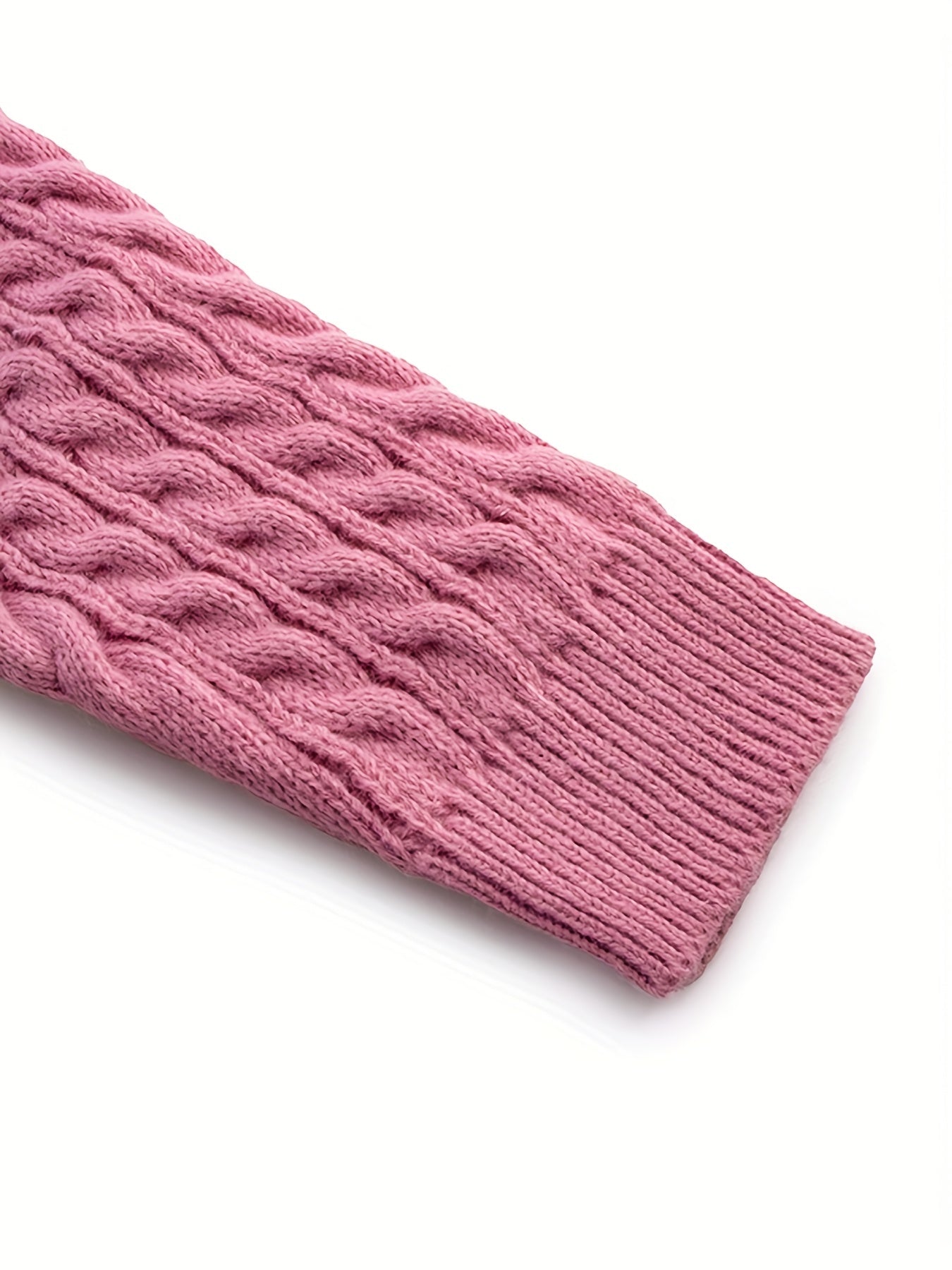  Solid Jacquard Drop Shoulder V Neck Sweater
