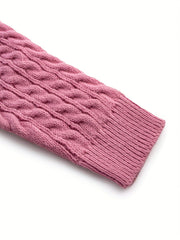  Solid Jacquard Drop Shoulder V Neck Sweater
