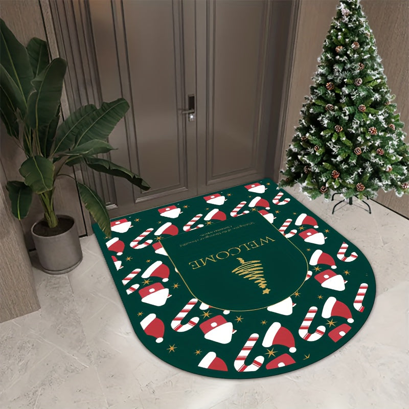 Christmas Pattern Rubber Fabric Non-slip Rug