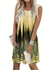 Sleeveless Mini Dress Crew Neck Casual Dress Women's Clothing