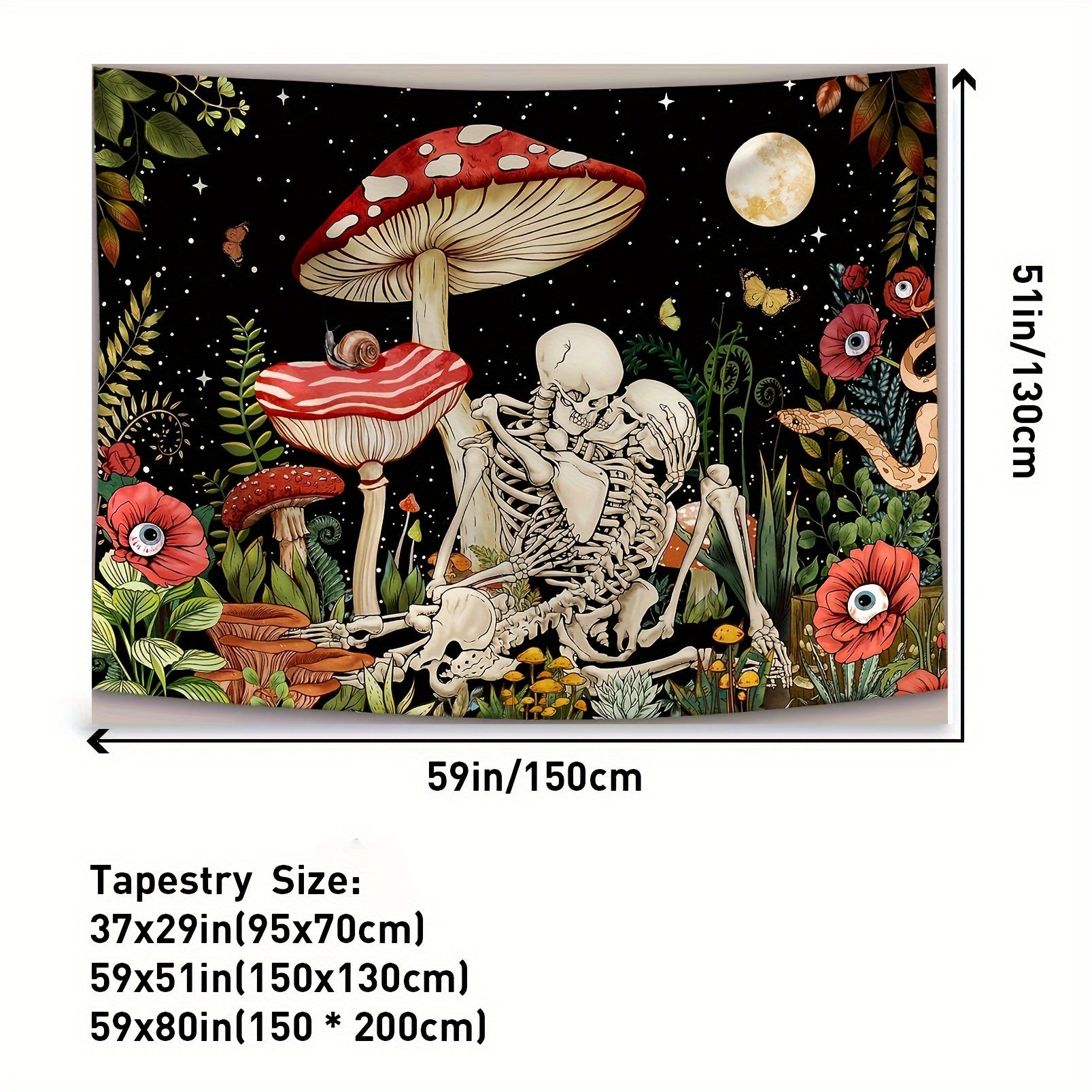 Mushroom Skull Tapestry Halloween Decor