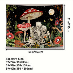 Mushroom Skull Tapestry Halloween Decor