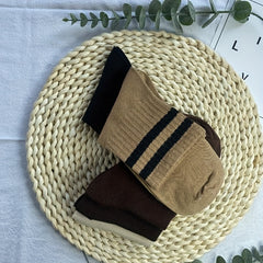 5 Pairs Striped Crew Socks Comfy & Breathable Women's Stockings