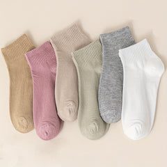 6 Pairs Solid Socks Comfy & Breathable Women's Stockings