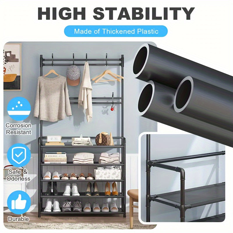 Standing Floor Coat Rack Shoes Rack  Storage Rack Garment Rack