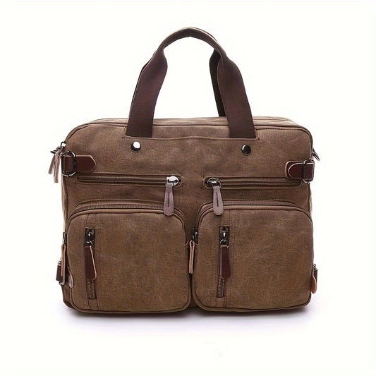 Canvas Laptop Bag with Laptop Compartment & Adjustable Shoulder Strap