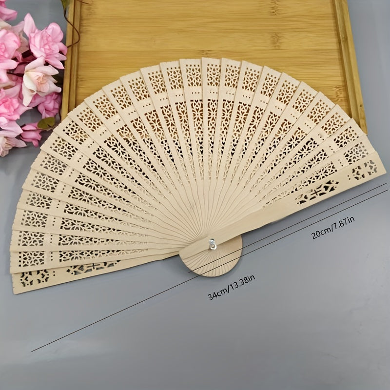 Wooden Fan Classic Ancient Style Carry Hollow Full Wood Accessories