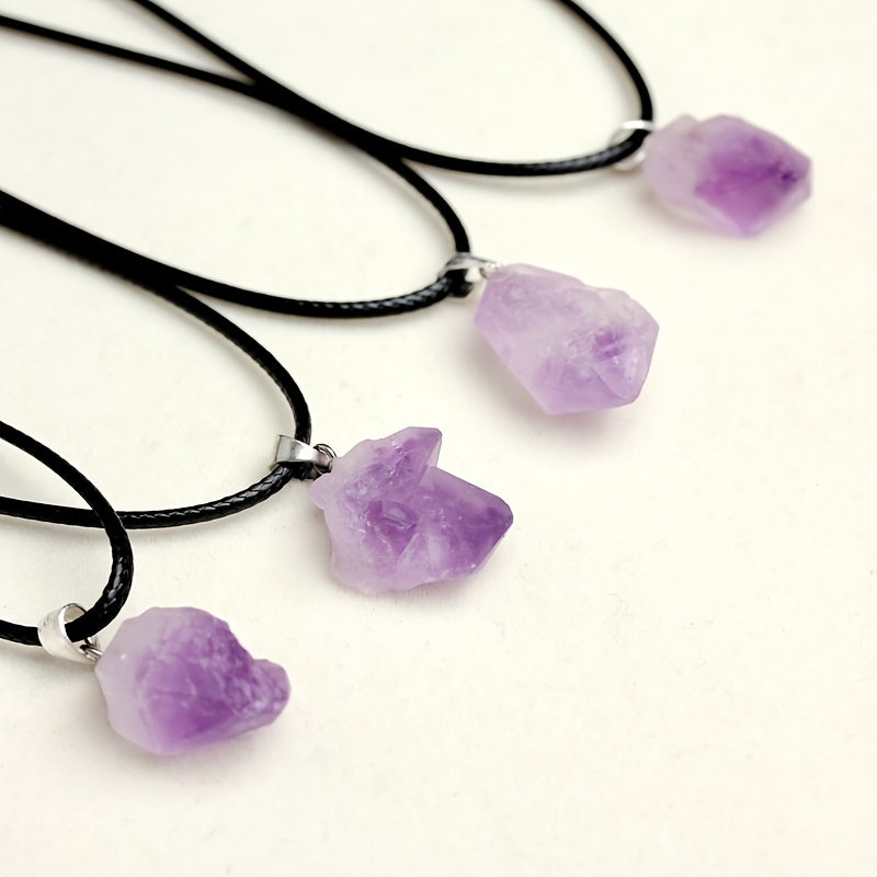 Men's Amethyst Pendant Necklace DIY Raw Stone Jewelry