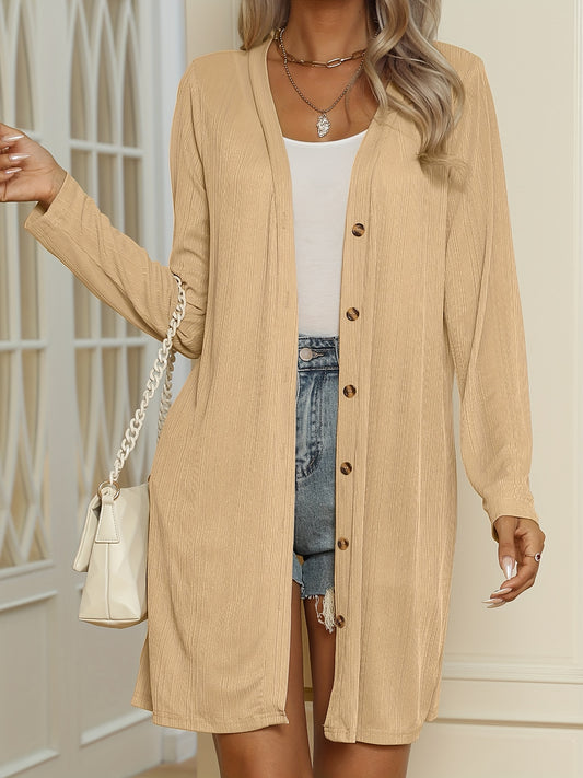  Casual Cardigan Women's Plus Solid Button Up Long Sleeve Long Cardigan