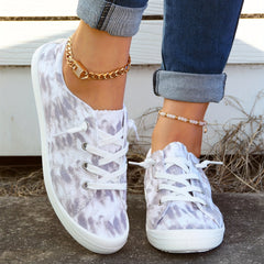 Women's Tie Dye Canvas Low Top Lace-Up Casual Shoes