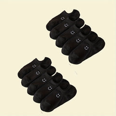 10 Pairs Smiling Print Ankle Socks Women's Stockings