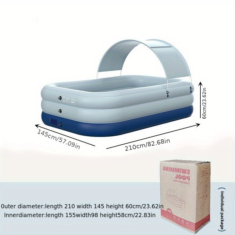 Summer Fun: Canopy Shade Inflatable Pool for Family