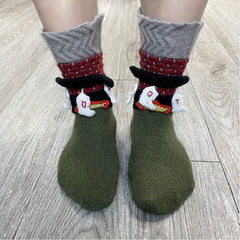 Cartoon Knit Socks Comfy & Warm Christmas Floor Socks Women's Stockings