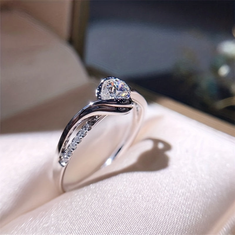 Men's Silvery Rhinestone Zircon Ring Wedding Band Engagement
