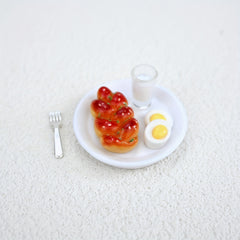 Dollhouse Breakfast Scene with Bread Pastries and Platter
