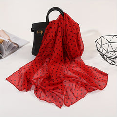 Polka Dot Print Scarf Solid Gauze Shawl Head Wrap Windproof Headscarf Hijab
