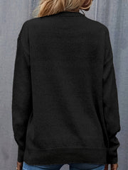  Casual Sweater Women's Plus Solid Jacquard Long Sleeve Round Neck