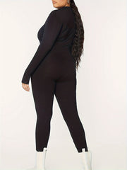  Solid High Neck Skinny Jumpsuit