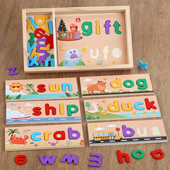 Educational See & Spell Wooden Toy CVC Word Builder Puzzle Boards