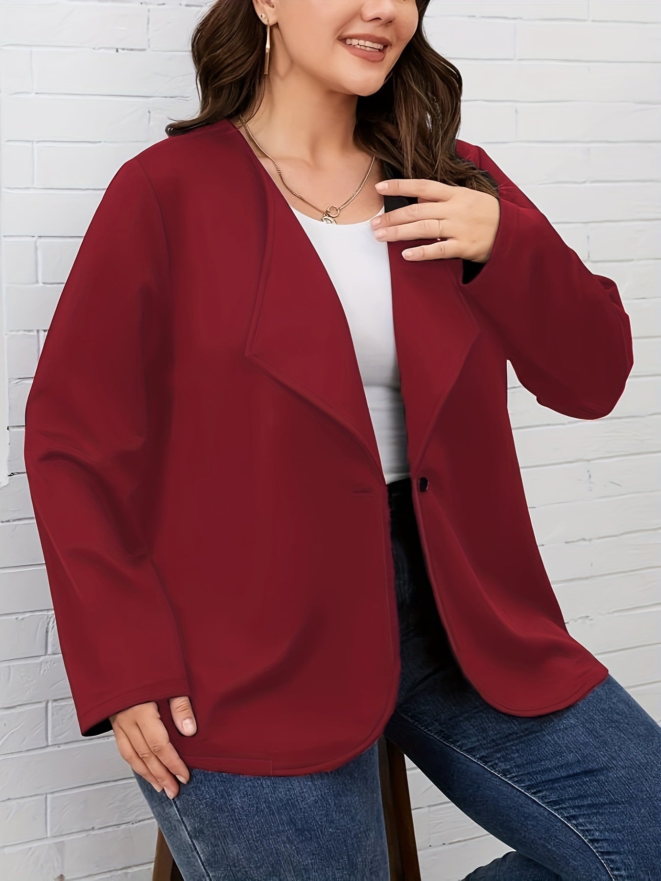  Solid Long Sleeve Open Front Blazer