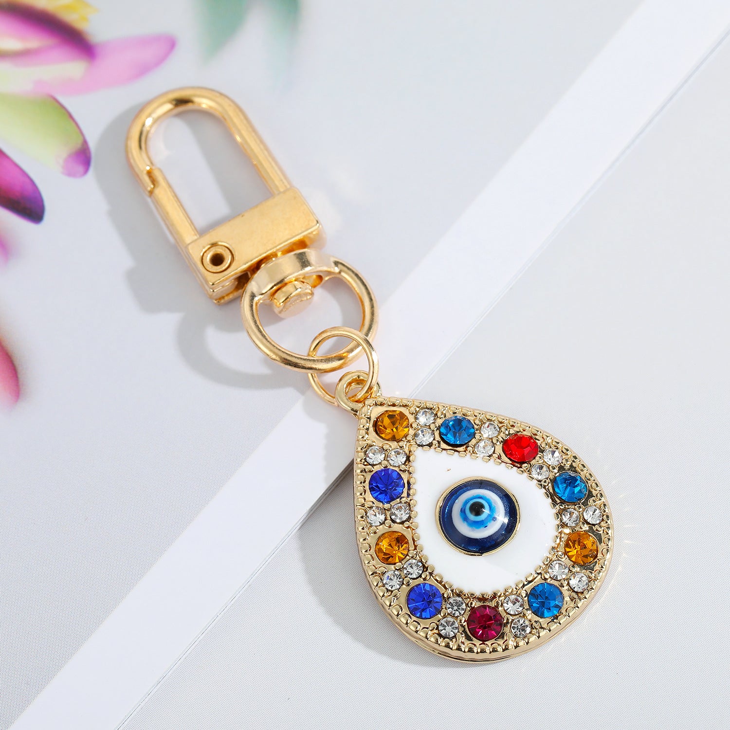 Bling Heart Eye Evil Eye Keychain Key Ring for Bag Car Earphone Case