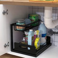 2 Tier Sliding Shelf Under Sink Organizer Pull Out Type Cabinet Organizer