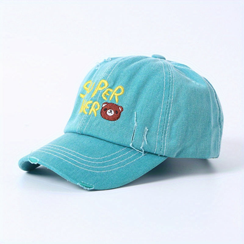 Kids Alphabet Bear Embroidered Baseball Cap for Outdoor Activities