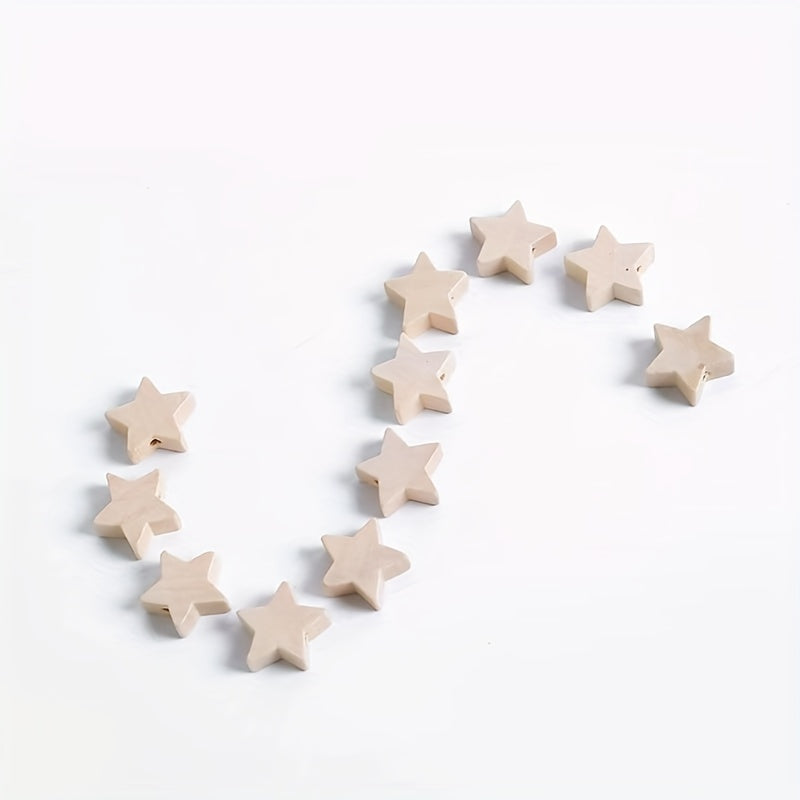 10PCS 19MM Pentagram Wooden Beads DIY Beading Material Children Ornaments