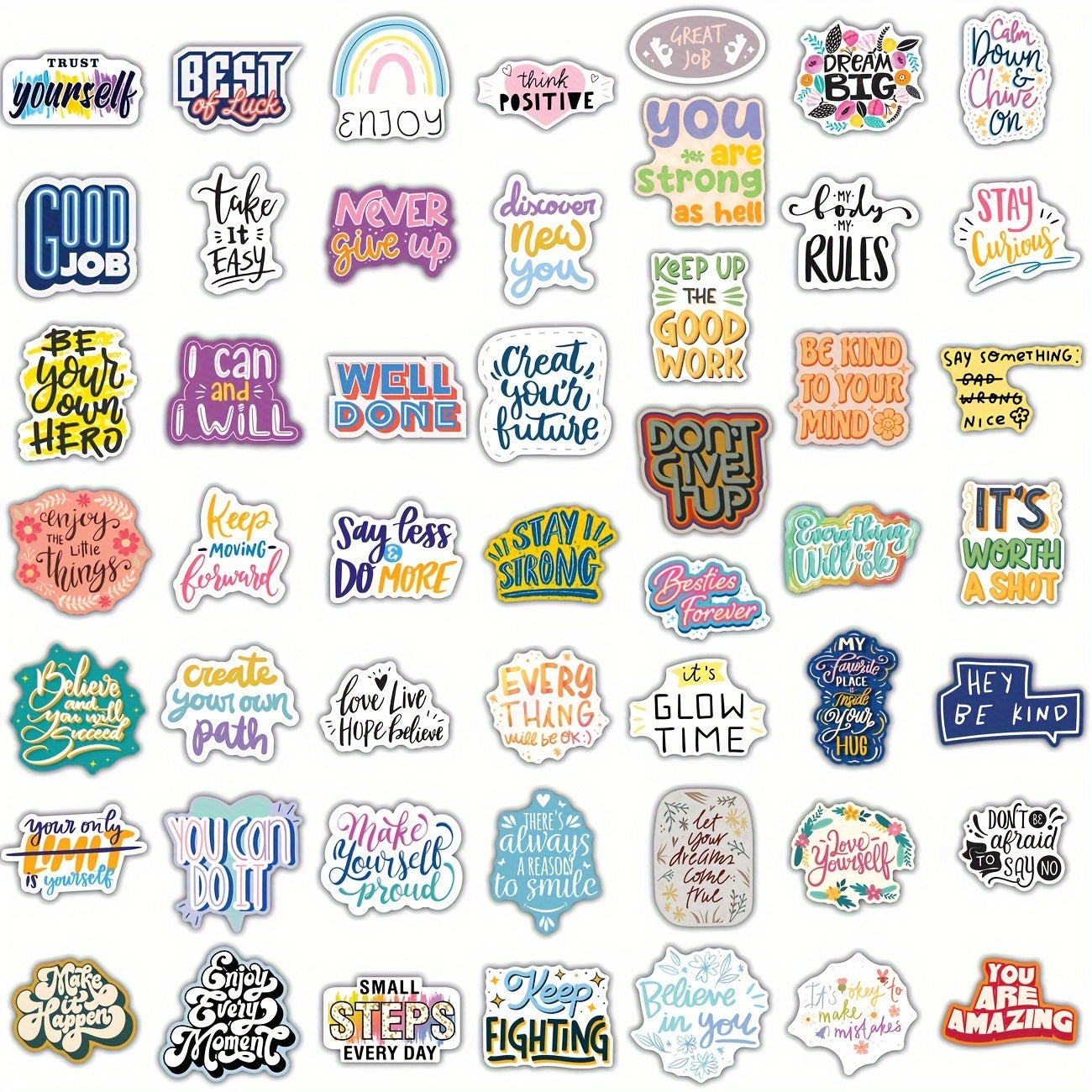 100pcs Motivational Stickers Pack - Positive Quotes Vinyl Stickers