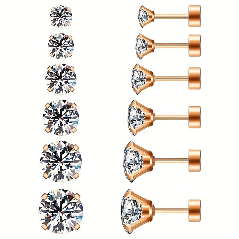 316 Stainless Steel Cartilage Studs Pair Golden Spiral Post Earrings
